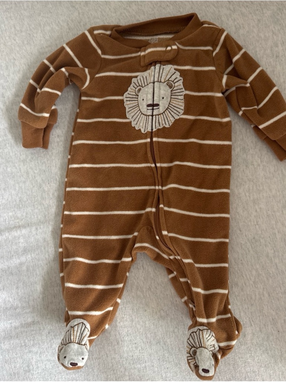 Carter's Brown and Cream Striped Lion Footed One-Piece